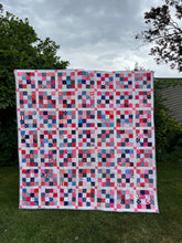 Load image into Gallery viewer, Pink White and Blue Queen size quilt
