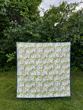 Load image into Gallery viewer, Playtime blue + green baby quilt
